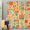 Colorful Floral Shower Curtain Vintage Inspired Design Orange Yellow Green Leaves Pattern Bathroom Decoration Trendy Boho