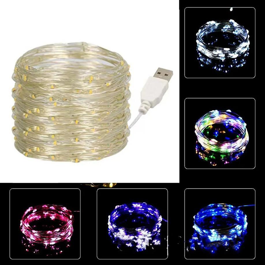 10M 20M Waterproof USB LED Lights String Copper Wire Fairy Garland Light Lamp Christmas Wedding Party Holiday Lighting Wreath