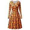 Women Casual Fashion Long Sleeve   Printed Halloween Dress