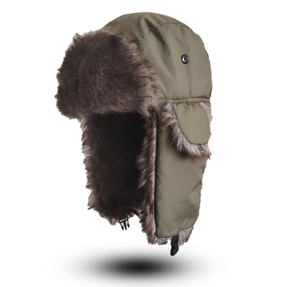 Female Cute Windproof Winter Faux Fur Outdoors Plush Hat Earflap Hat  Cap Ski Hat