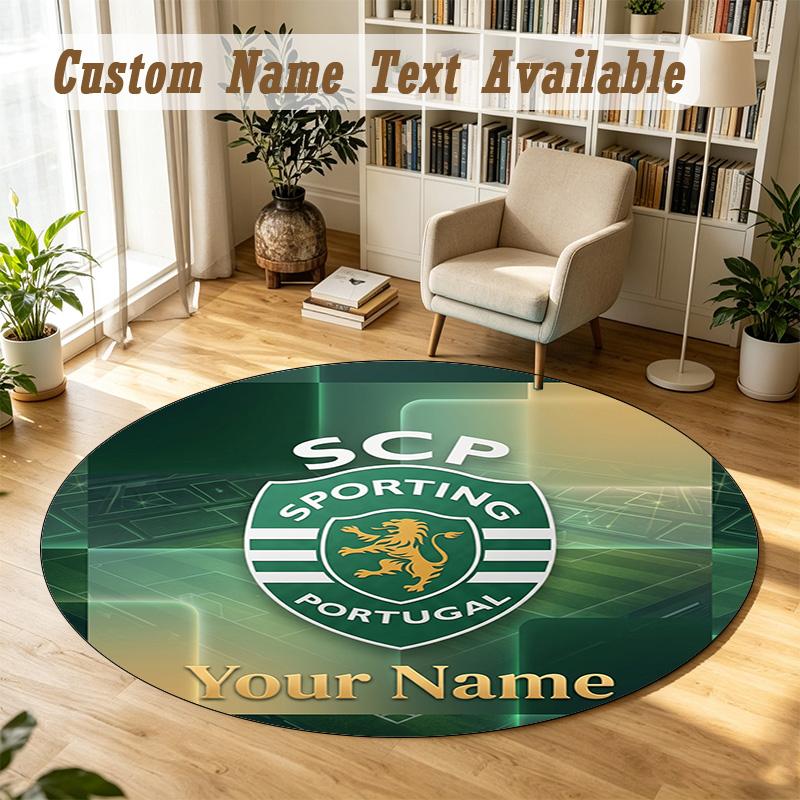 Round Rug Custom NameSporting CP Pattern Non Slip Carpet Home Floor Decor