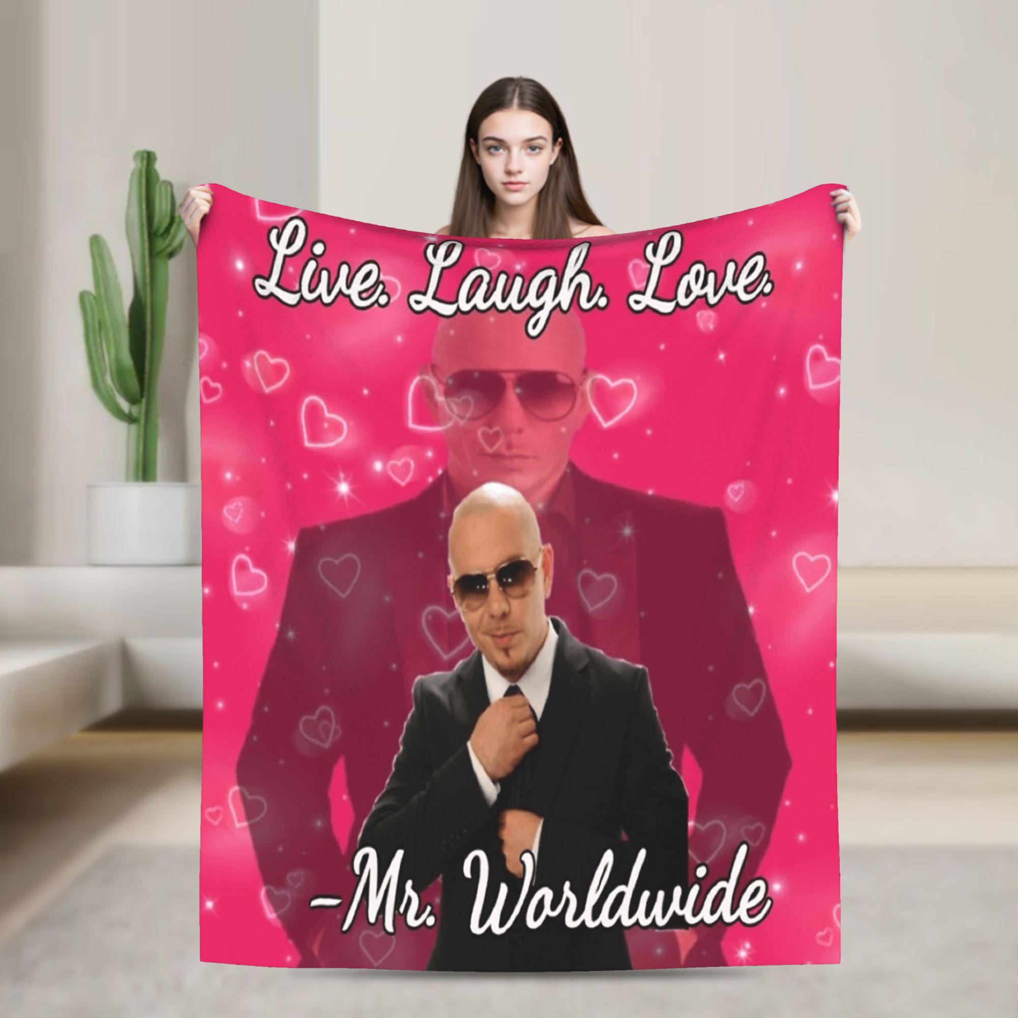 

Mr Worldwide Pitbull Plush Blanket Children Flannel Throw Blanket For Couch Chair Sofa Bed Warm Design Quality Bedspread Idea 75x90cm