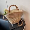 Large Capacity Weave Straw Bag Casual Woman Handbag Ins Bucket Shoulder Bag  Holiday