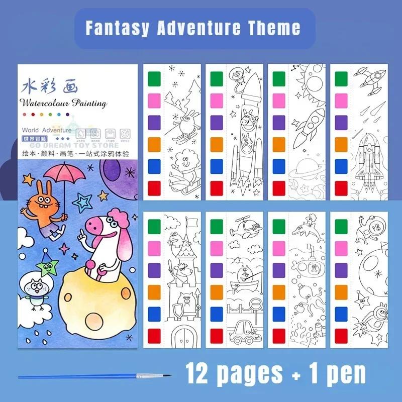 Dětská přenosná kniha na akvarelovou malbu Malování vodním štětcem Kvaš Graffiti Obrázek Vybarvování Kreslení Hračky Dárky do školky