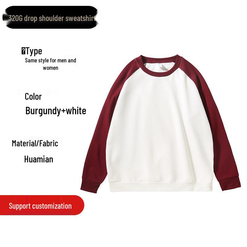 Unisex Heavyweight 320g Colorblock Raglan Crewneck Sweatshirt with Custom Embroidery