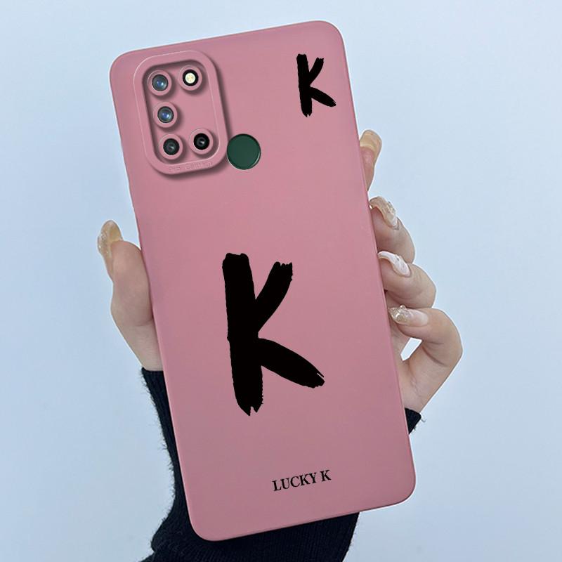 Casing For Realme 7i 7 i RMX2103 Realme C17 RMX2101 Phone Case Lucky Initial Letter Silicone Matte Soft Shockproof Bumper Cover
