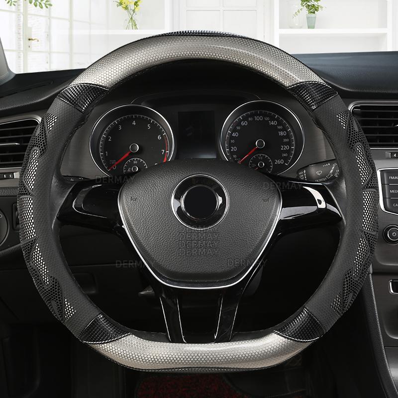 Osłona kierownicy samochodu skóra z włókna węglowego dla Nissan Qashqai J11 Nissan x-trail T32 Golf 7 Tiguan Kia Optima