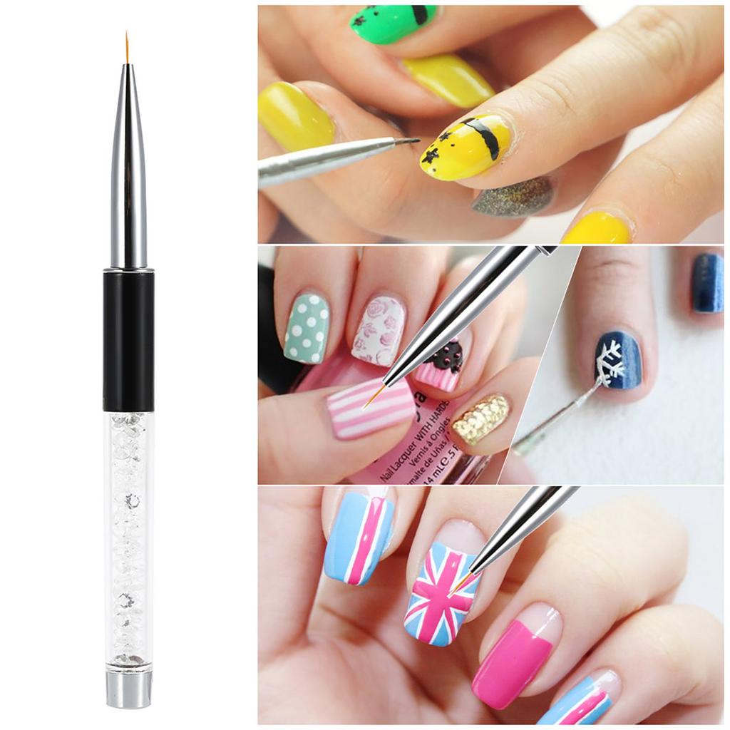 BQAN Nail Art Painting Brush 9mm Crystal Acrylic Nail Art UV Gel Painting Line Brush Nylon Hair Pen Manicure Nail Liner
