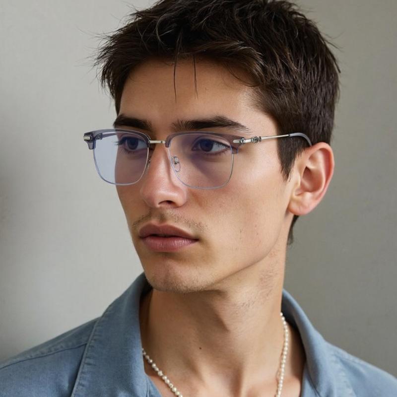 Luxus Halbbrille Blaulichtfilter Brille Herren Mode Quadratisch Oberrand Herrenbrille Tägliche Nutzung Computer Telefon Brille