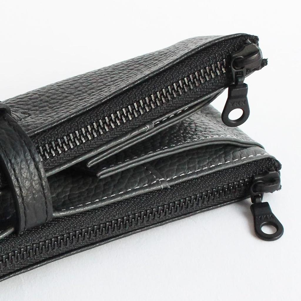 CCOMPANY LIMITED Pen Case Lupo 2 Second Genuine Leather Italian Leather Pencil Case x (Black Gray)