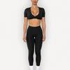 Chen Shijie Europe and the United States new leggings sports suit hip yoga suit outer wear short-sleeved fitness suit