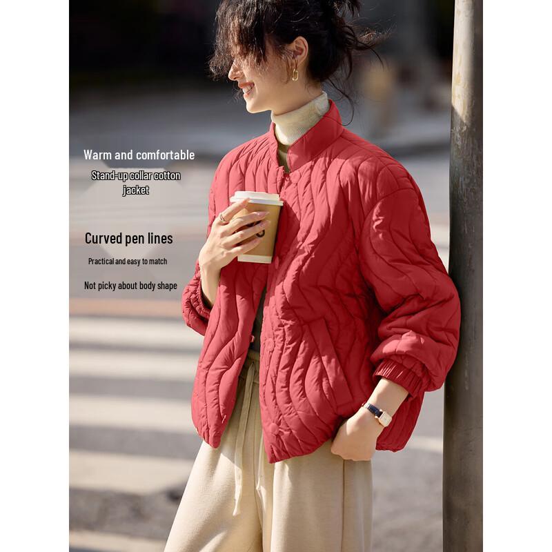 

Women s Casual Stand Collar Padded Short Jacket M