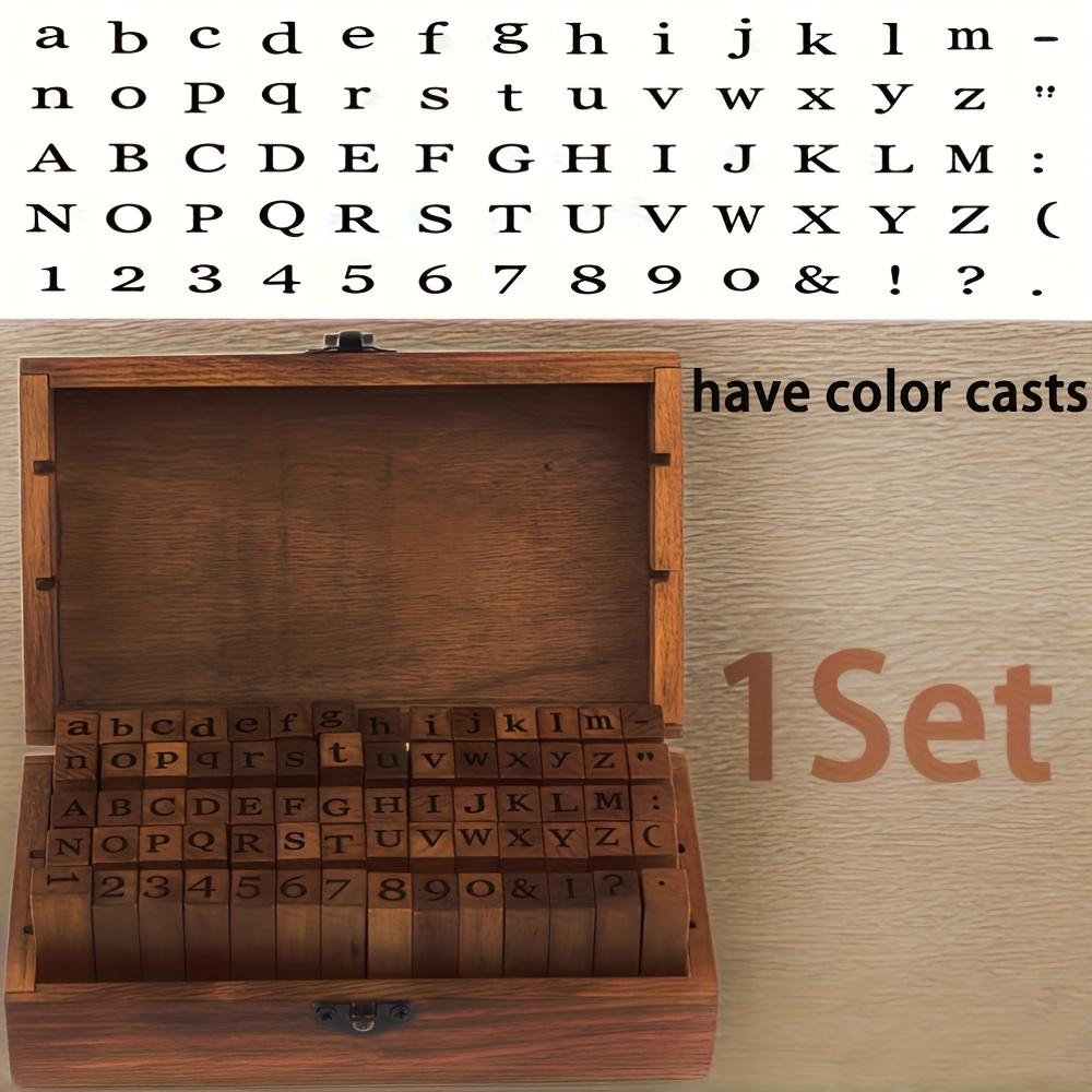 70 Pieces Creative Stationery Vintage Alphabet English Number Wooden Box DIY Hand Journal Decoration Stamp;