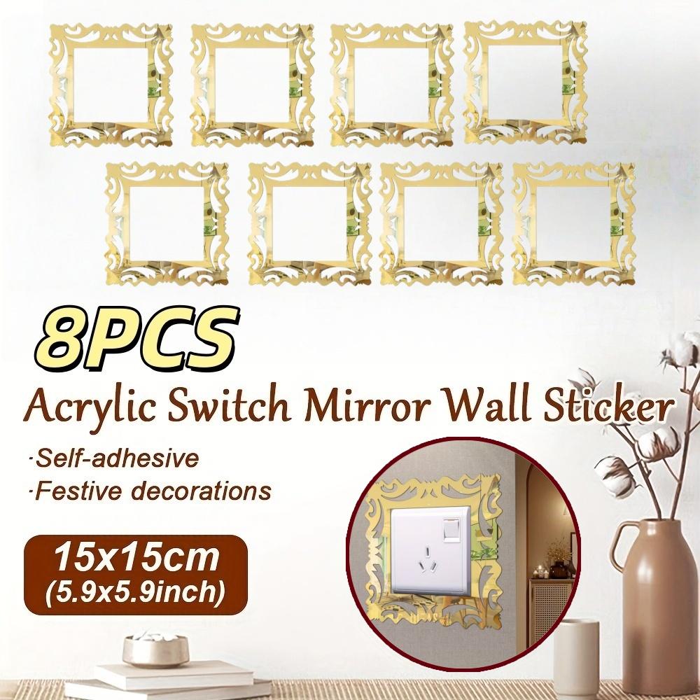 8pcs 3d Wall Sticker Light Switch Cover Mirror Stickers Self-Adhesive on The Wall Home Room Decoration Frame Shape