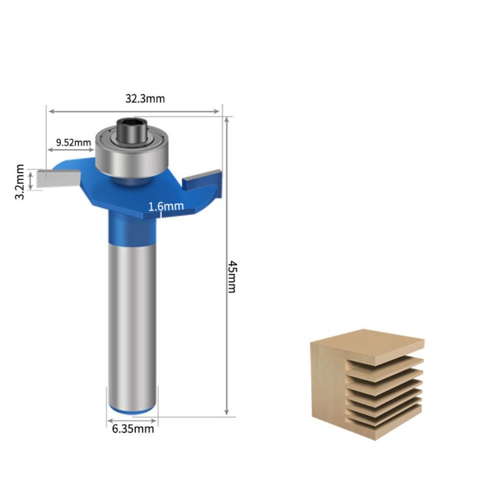 

Blue T-shaped 1/4 Handle Rabbet Router Bit Durable Grooving Tool Woodworking 1/41/8