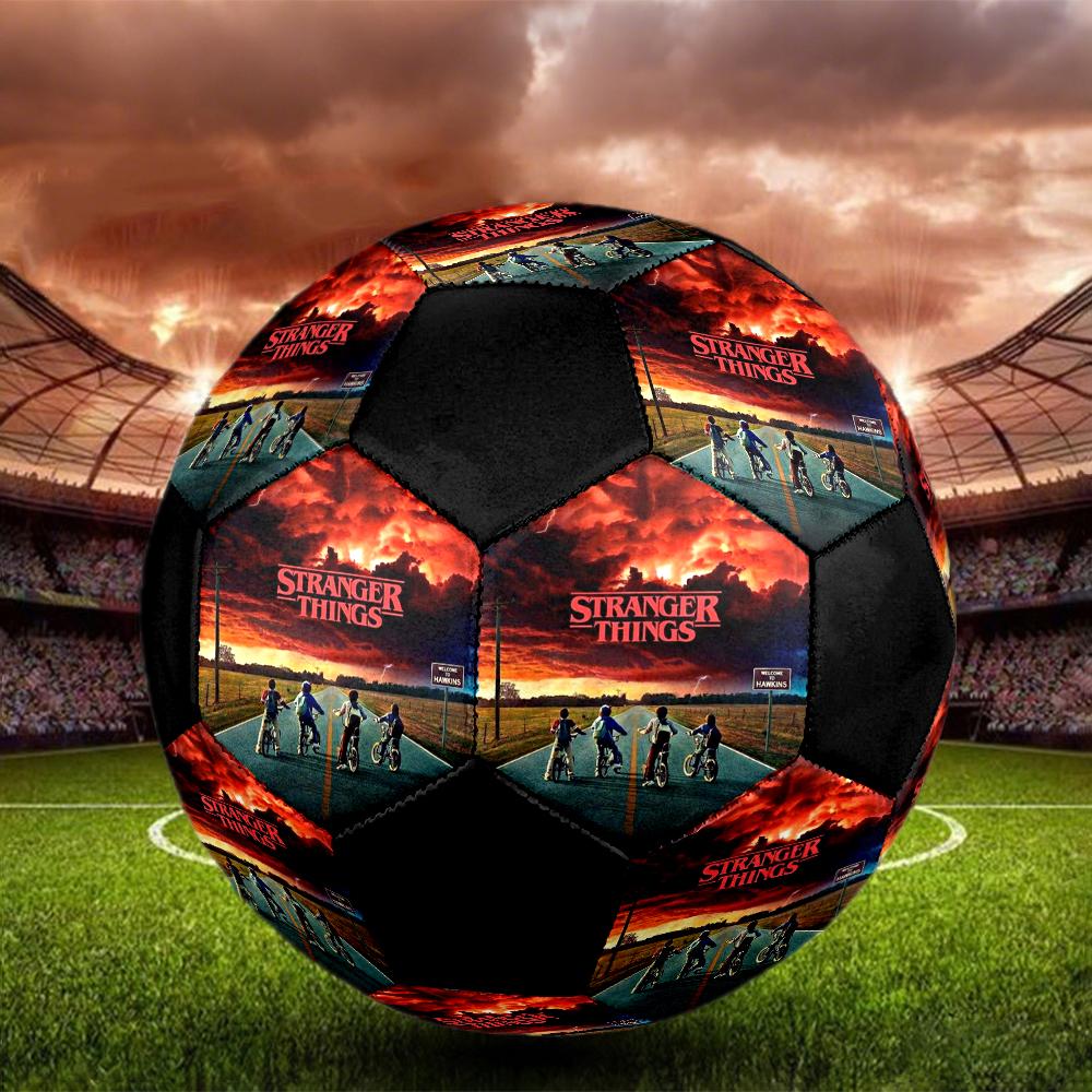 stranger things Indoor Soccer Ball Colorful Machine Stitched PVC Size 5 Team Training Competition Ready Durable High-Bounce Cool Sports Gift