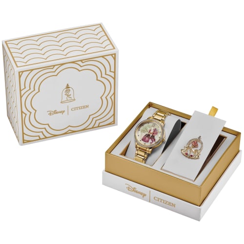 Citizen Belle Disney Belle and the Beast Box Set with Pin, FE7048-51D, Gold Tone