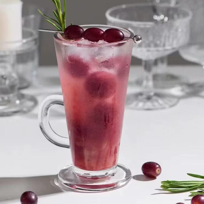 280ml Cocktail Glass with Handle Transparent Drinkware Creative Mocha Latte Coffee Mugs Household Juice Milk Cups Champagne Mug