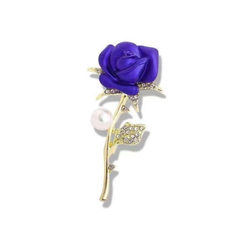 Gold Color Rose Brooch for Women Red Romantic Rhinestone Tulip Flower Brooch Pins Jewelry Wedding Birthday Gifts