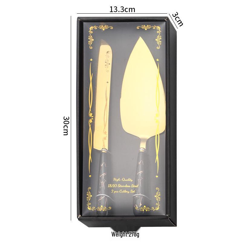 Stainless Steel Cake & Cheese Knife Set with Ceramic Handle - Includes Spatula, Pizza, and Pastry Knives in Gift Box