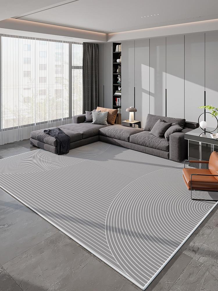 Light Grey Geometric Striped Carpet Living Room Luxurious Decorative Carpets Modern Artistic Lines Rugs Easy Clean Bedroom Rug