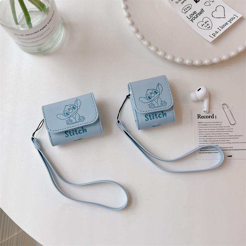 Cute Stitch AirPods Pro1 Apple Bluetooth Headset Cover 1/1 Generation Leather Case Cartoon Protective Case
