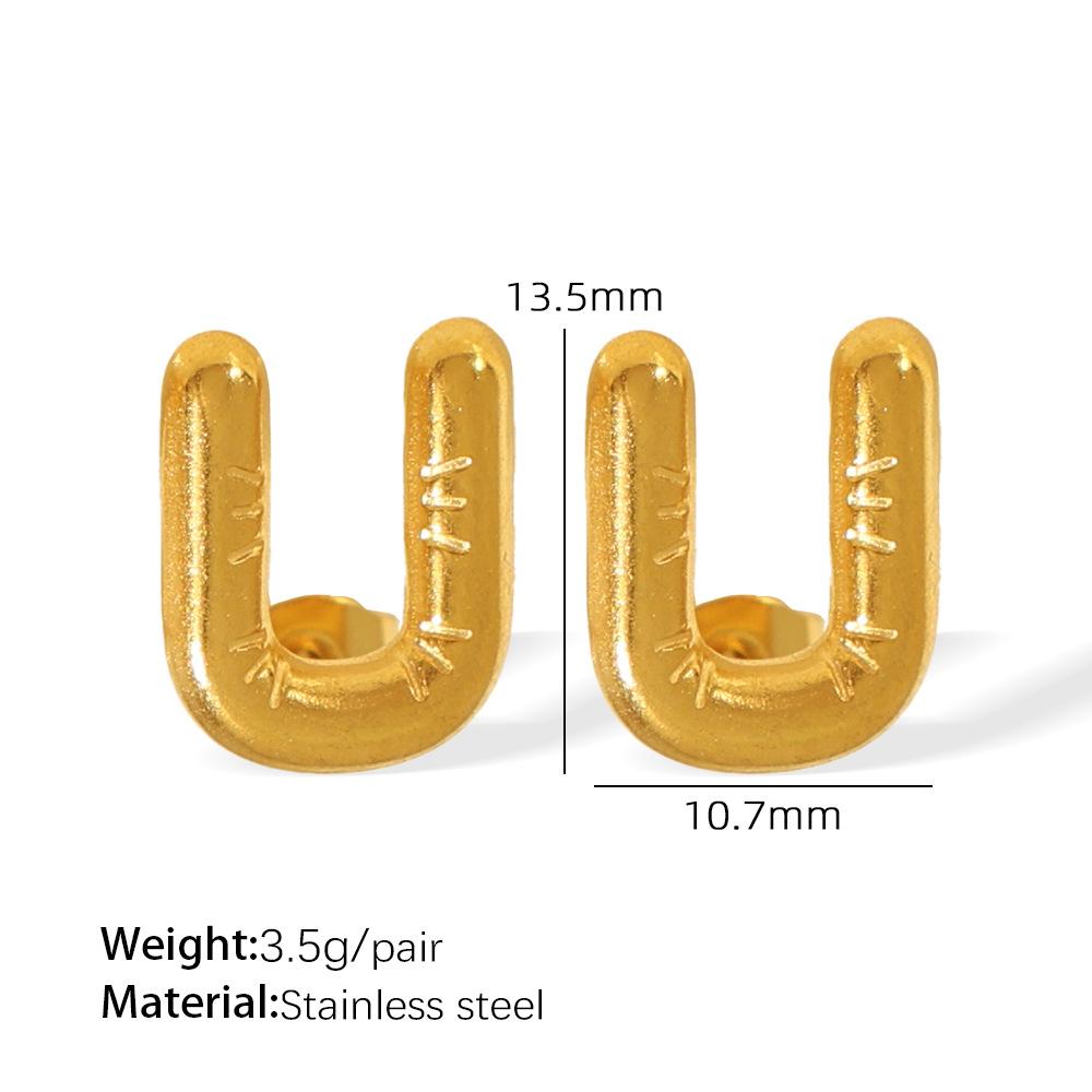 Gold Edelstahl Blase 26 Buchstaben Ohrstecker Einfache Dicke Ohrstecker