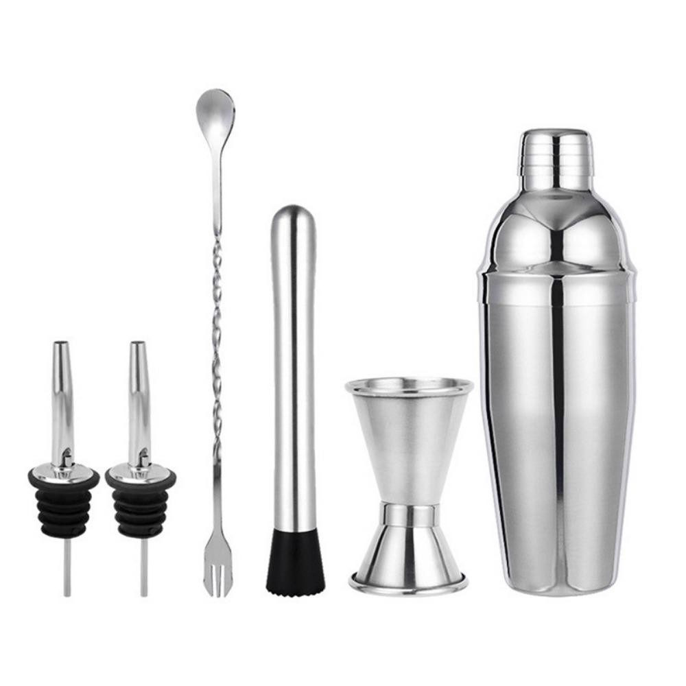 6Pcs/Set Stainless Steel Drink Mixer Bar Set Double Measuring Jigger Drink Shake  Cocktail Making