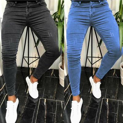 Herren Skinny Zerrissene Jeans Slim Scarification Denim Bleistift Hosen Straße Hip-Hop Denim Hosen Mode Cowboy Kleidung Männer