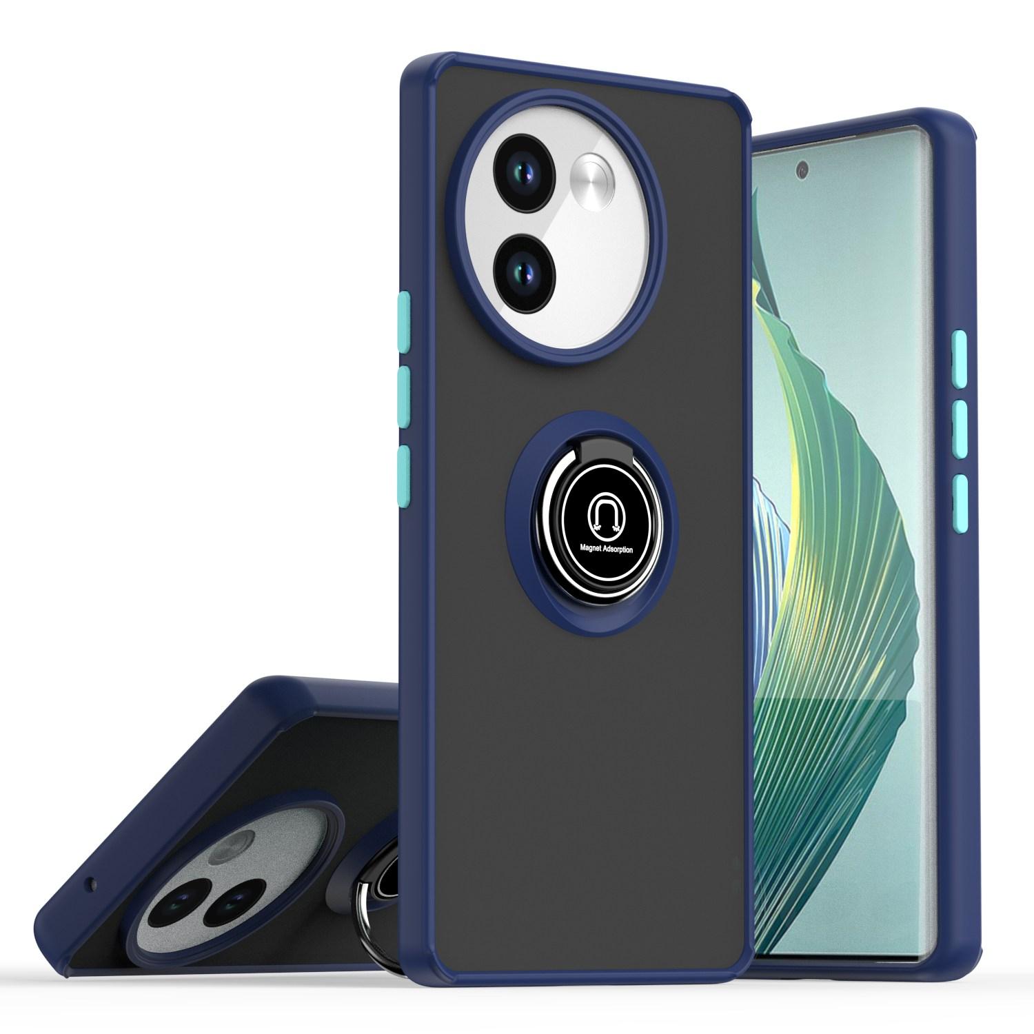 

Чехол Armor Matte для VIVO V40 Lite 5G V40 Pro, чехол-кольцо с магнитным держателем, подставка, противоударный чехол Fundas For VIVO V40 Pro темно-синий