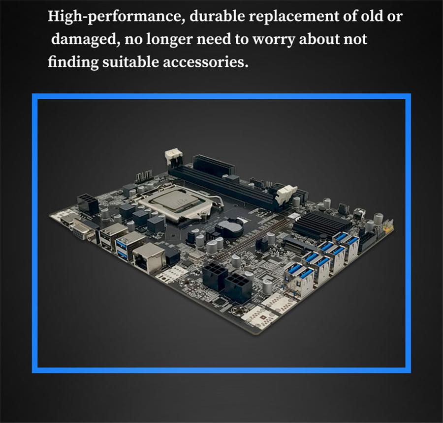 BTC B75 Mining Motherboard LGA1155 8*PCIE To USB3.0 Supports 8 GPU Graphics Card DDR3 DIMM RAM ETH Bitcoin Ethereum Miner Rig