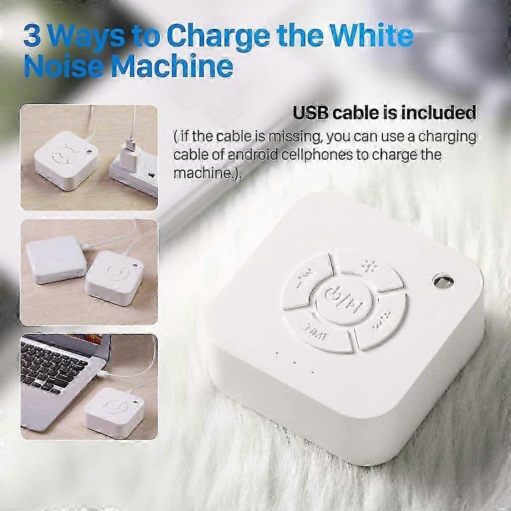 White Noise Machine with 6 Sounds and Night Light USB Power Memory Function 4 Timers Small 1 Piece