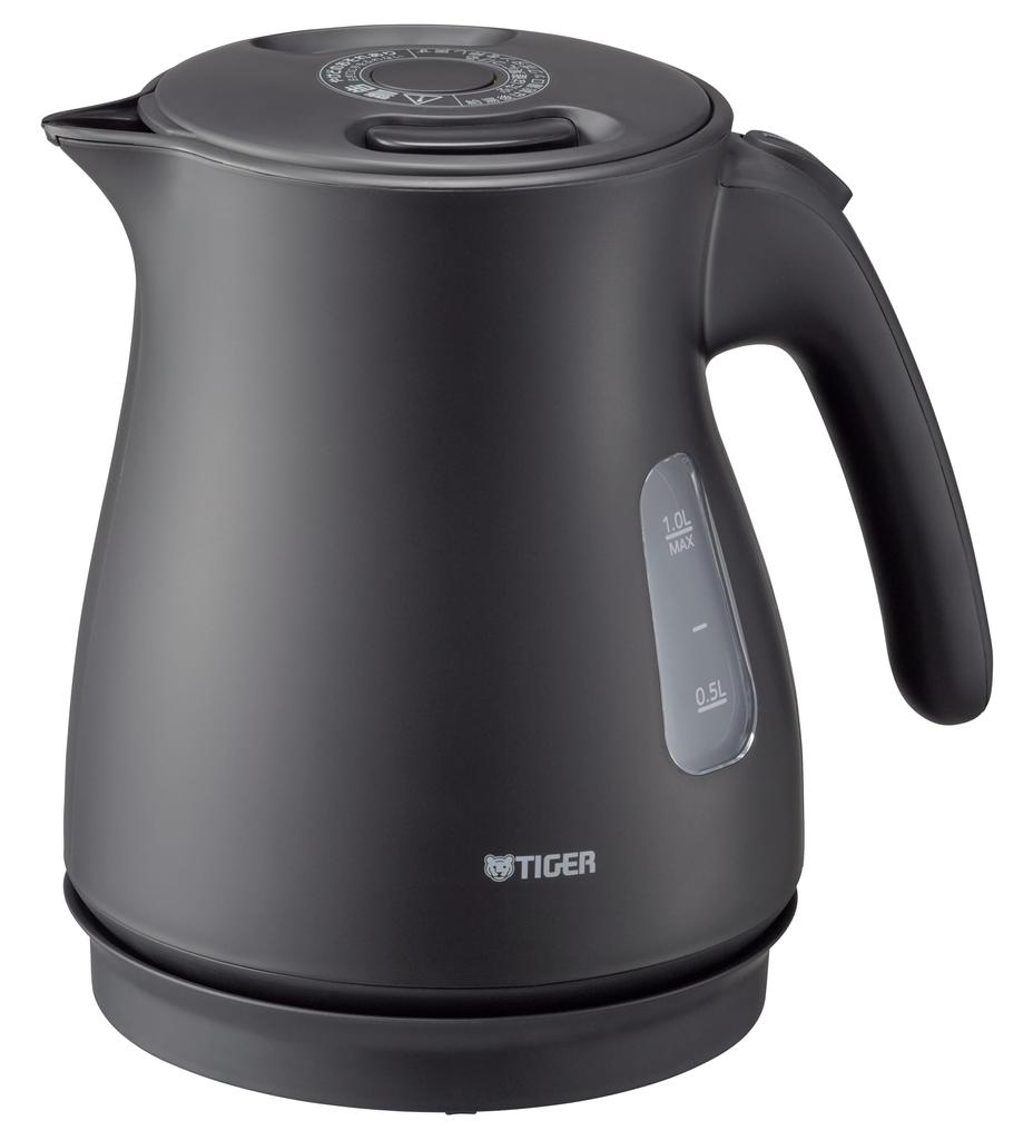 Tiger Vacuum Electric Kettle, Steamless, Lightweight, Fast, 1L, Spill-Resistant, and Empty Cooking Prevention, Black (PCV-N100)