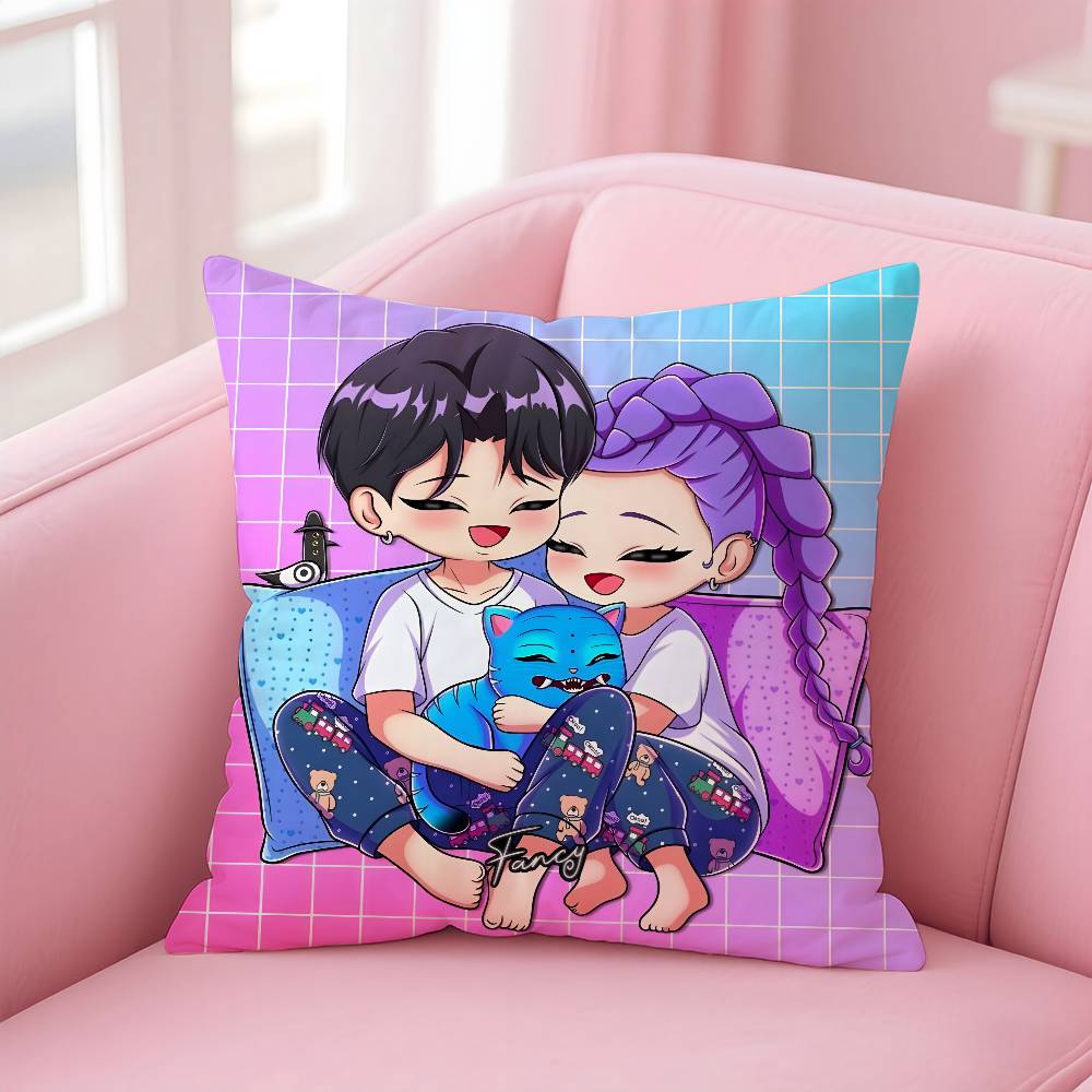 

KPopS D-Demon H-Hunters Pillow Case Pattern Printed Pillowcase for Living Room Sofa Cushion Cover & Bedroom Decor 12x12Inch