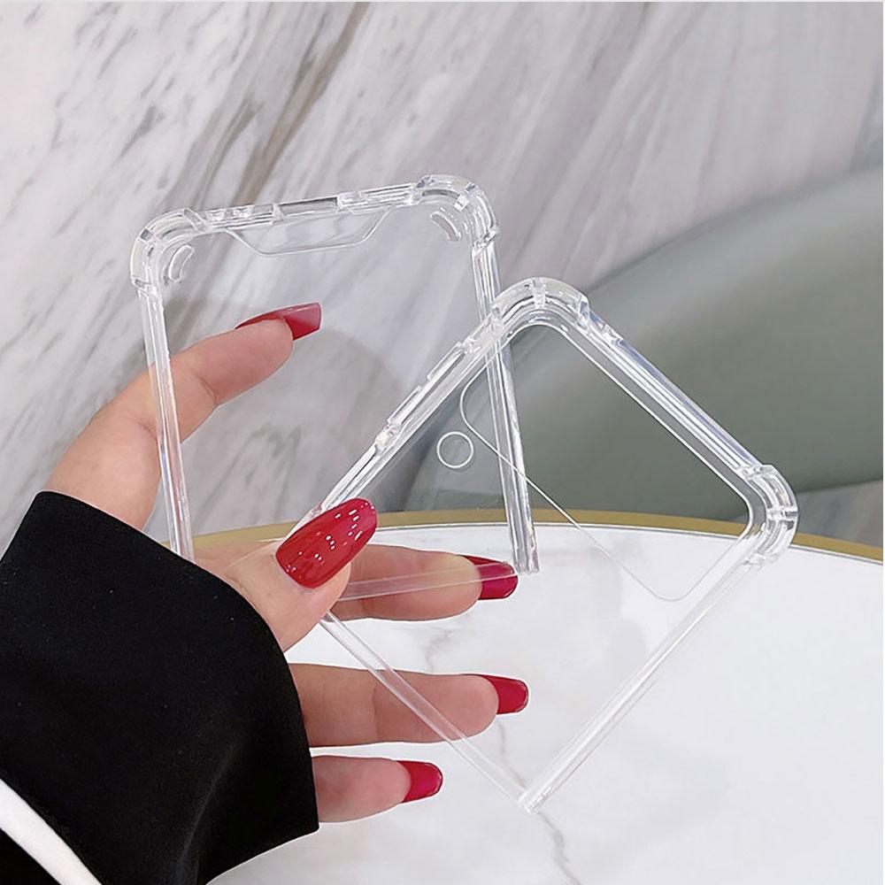 Blader Luksus Luksus Etui For Samsung Galaxy Z Flip 3 4 5g Funda Z Flip3 Gjennomsiktig PC Hardt Støtsikkert Bakside Telefon Coque Skall