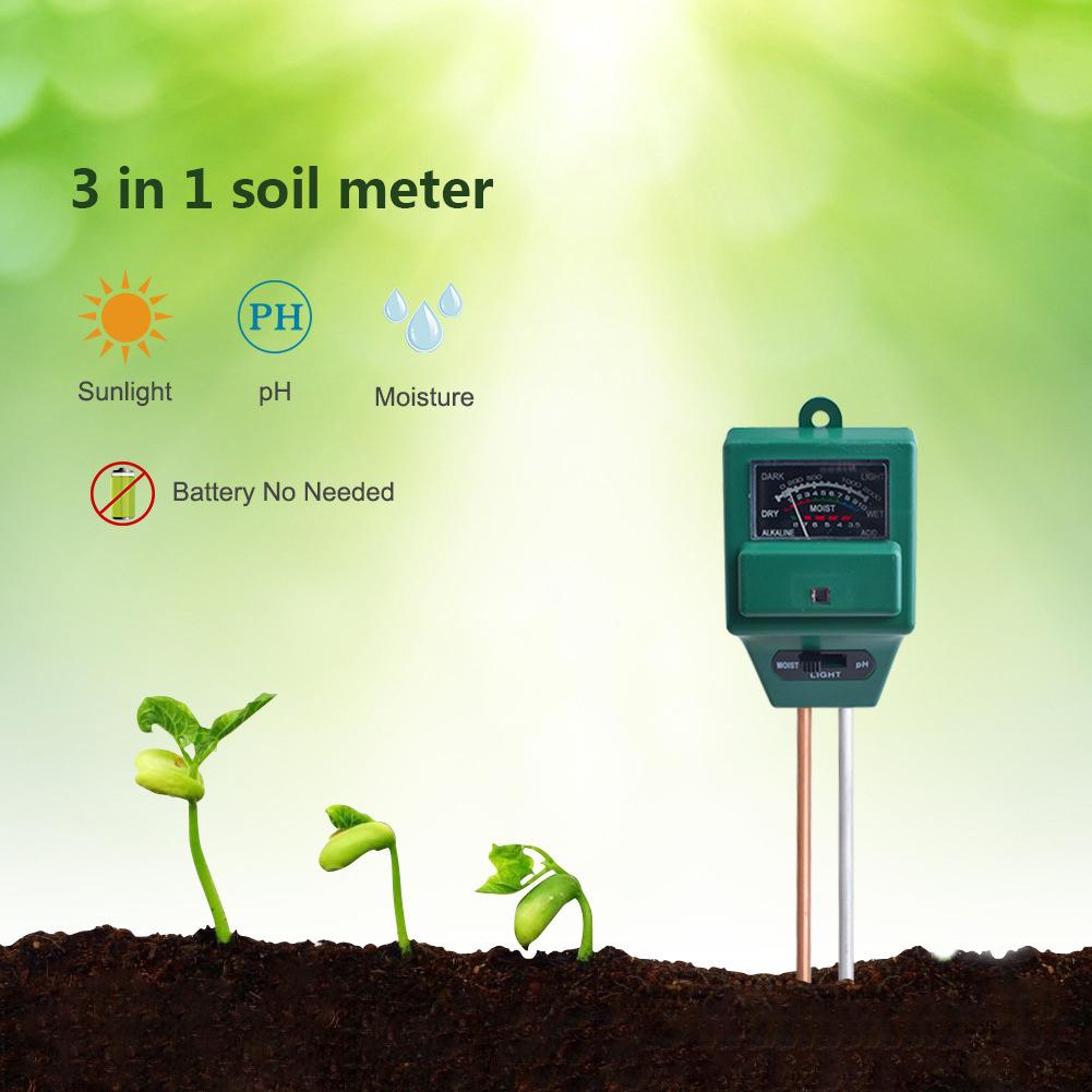 3 In 1 Soil PH Meter Water Moisture Sunlight Tester Plant Flowers Hydroponic Digital Analyzers Garden Tool