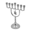 Hanukkah Menorah 7 Branch Holder Stand with Hexagonal Star Pendant X3UC