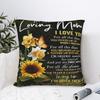 Mothers Day Sunflower Square Pillow Cases Letter From Daughter Cushion Cover Awesome Zippered Decor Pillowcover for Car xcm