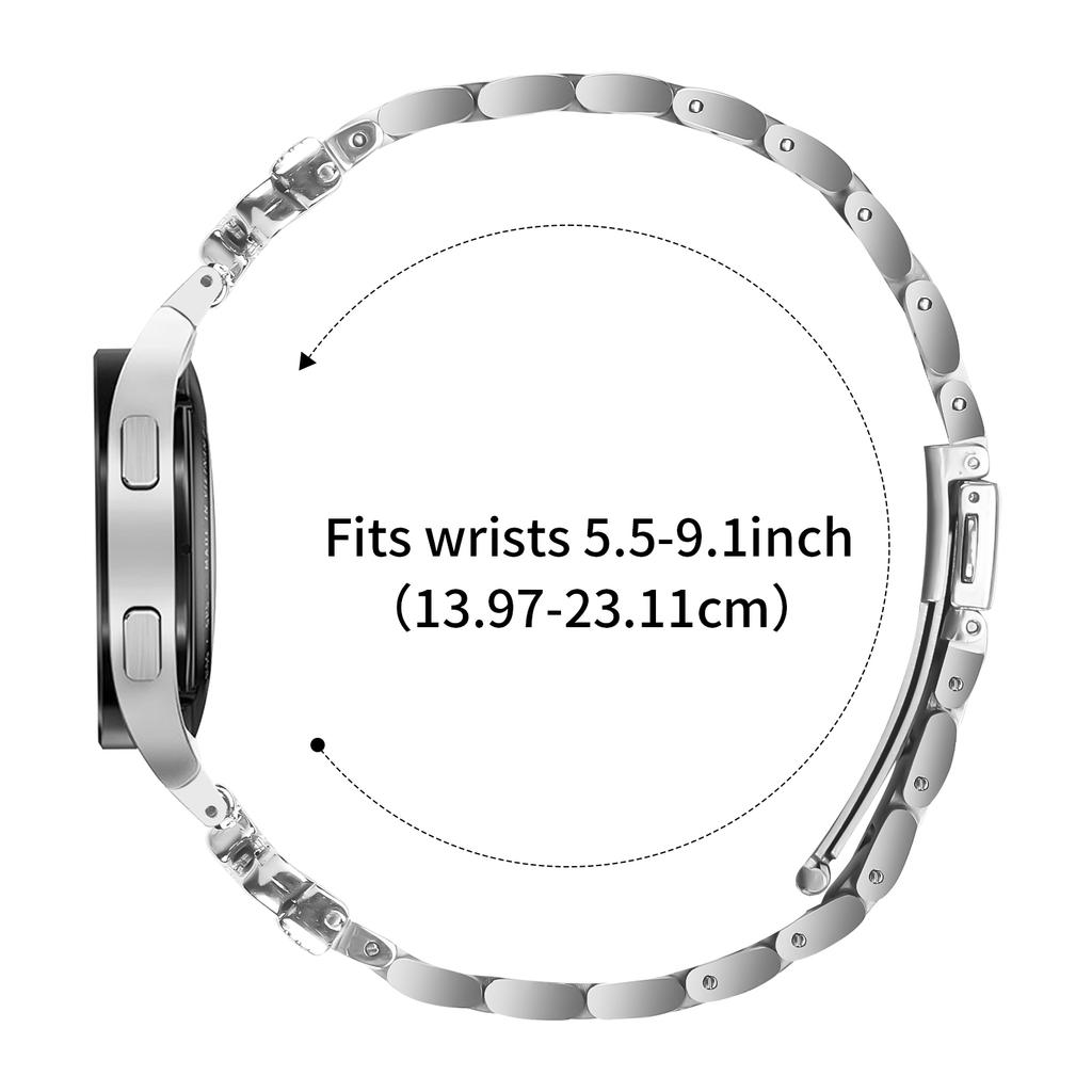 Metalowy pasek ze złączem do Samsung Galaxy Watch 5 Pro 45mm/5/5 Active/4/4 Classic/4 Active Srebrny pasek do zegarka z dekoracją motylków z cyrkoniami