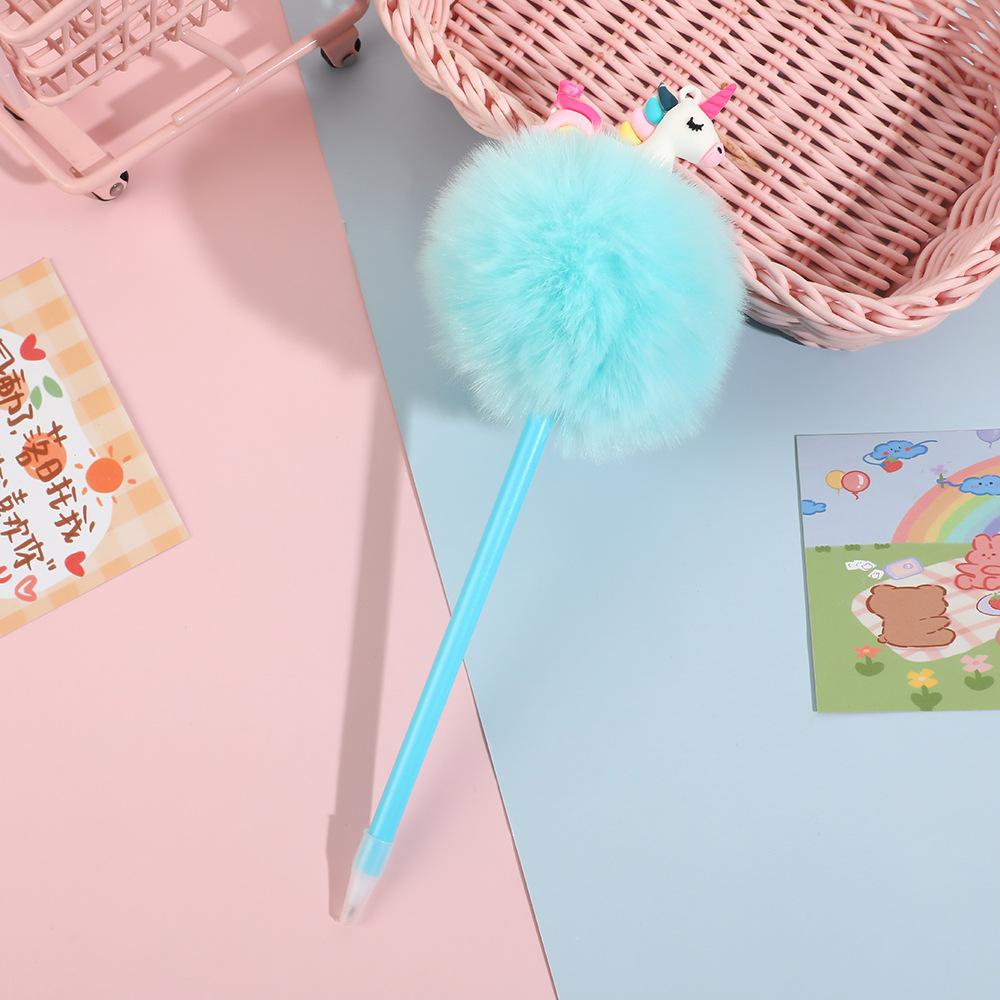 8Pcs Cartoon Unicorn Hairball Pen Cute Writing Ballpoint Pen Stationery Gift Pen Comfortable Grip Stationery School Office Supplies Student