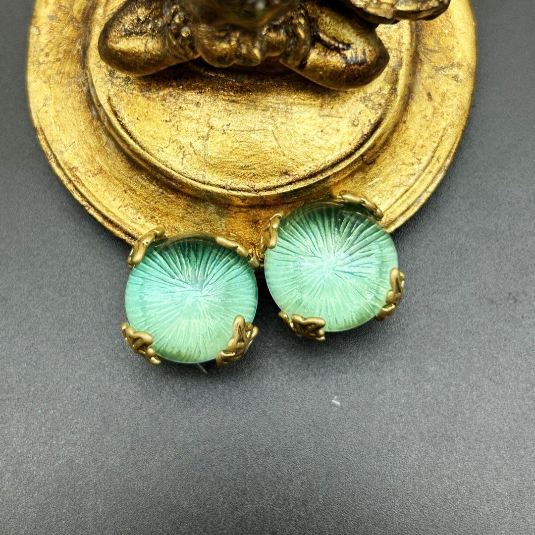 

Medieval Vintage Internet Celebrity Inlaid Glazed Set Brass Electroplated Real Gold Color Retention Heavy Industry Quality Jewelry