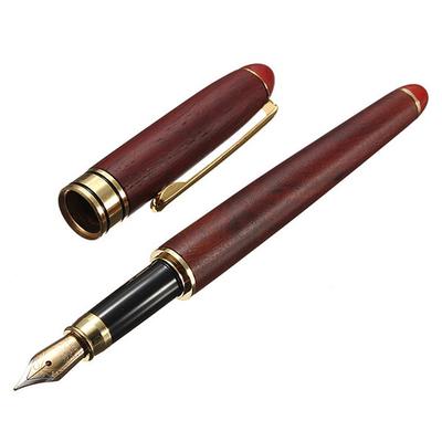 2 x Gold Plated Rosewood Wooden Carved Medium Nib Fountain Pen 2 x Gold Plated Rosewood Wooden Carved Medium Nib Fountain Pen