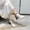 Baotou Fashion Sandals for Women 2025 New Spring and Autumn Collection Simple Middle Heel Coarse Follow Shoes Pointed High Heels