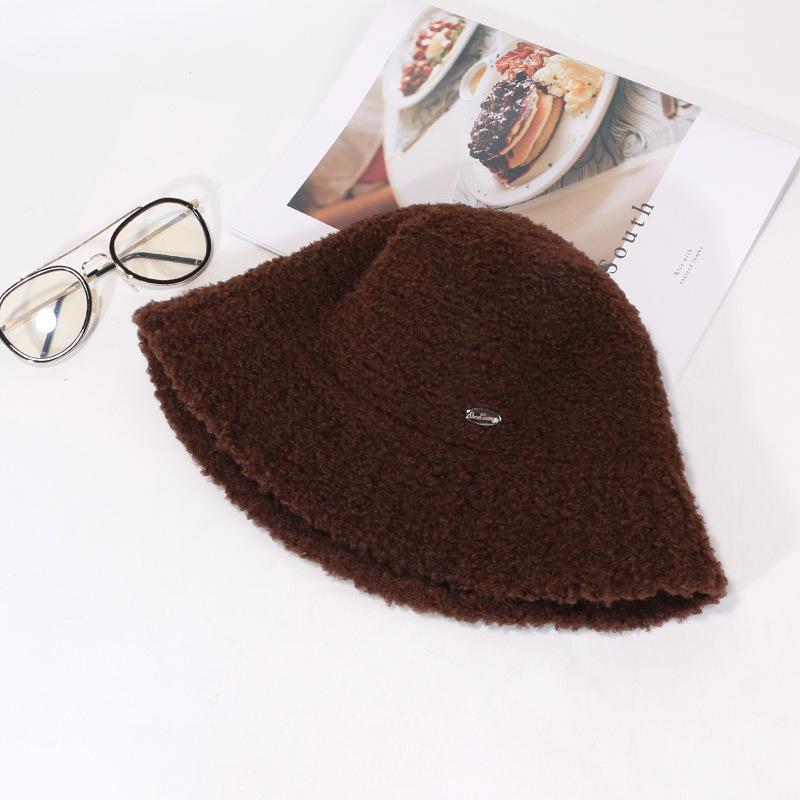 

Осенне-зимняя шапка из овечьей шерсти для женщин, вязаная шапка-рыбак, модная повседневная шапка-ведро, теплая шапка-панама, трендовая M（56-58cm）