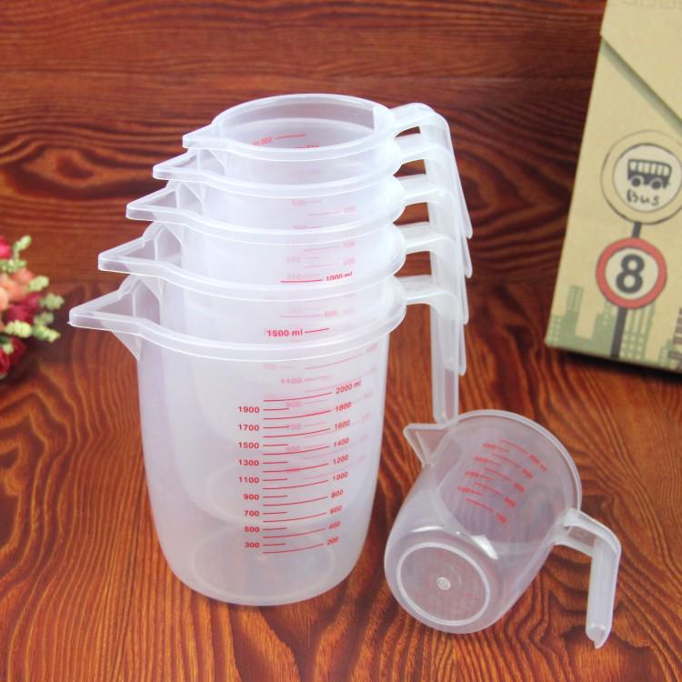 Transparent Double-Scale Plastic Measuring Cup with Handle for Baking and Milk Tea Shops