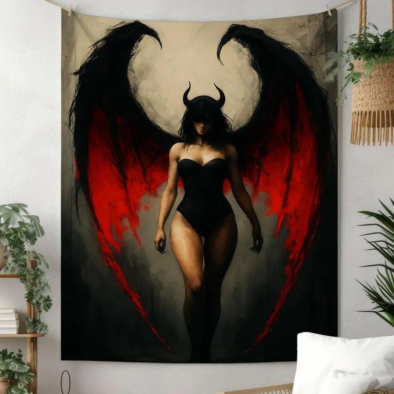 Tapestry Dark Demon Gothic Woman 75x100