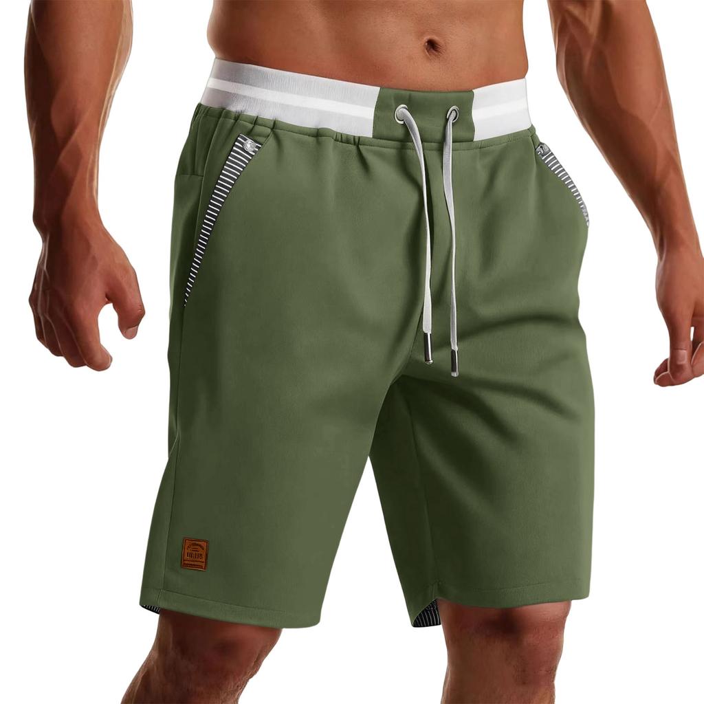Mens Casual Knee Length Shorts Relaxed Fit Drawstring Waistband Lightweight Fabric with Multiple Pockets for Outdoor Activities Beachwear