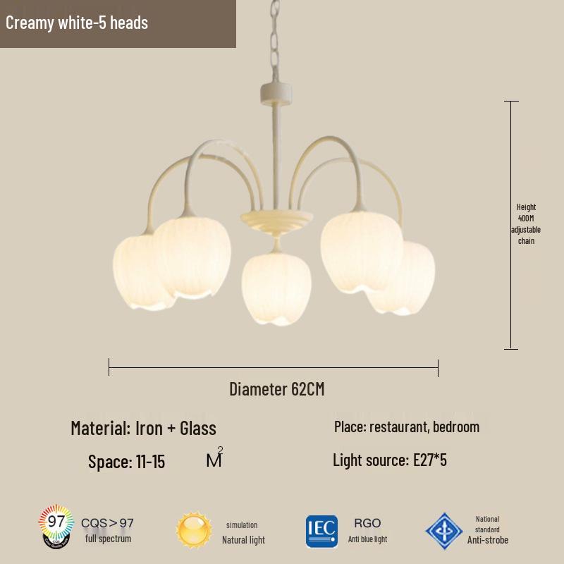 Modern Minimalist Cream Style Chandelier - Tulip Design for Living Room, Bedroom, or Dining Area