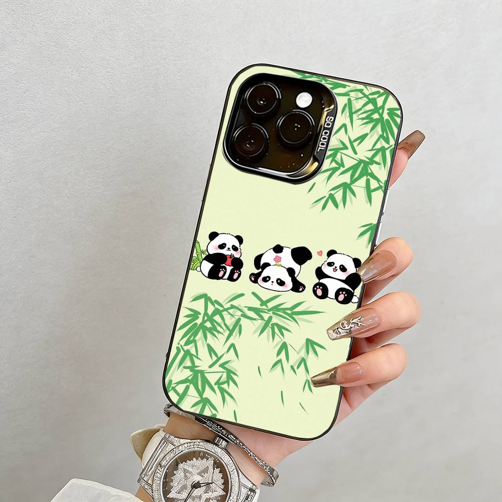 panda Phone Case For iPhone 17,16,15,14,13,12,11 Plus,Pro Max,XS,Colorful Silver Phone case Funda Cover
