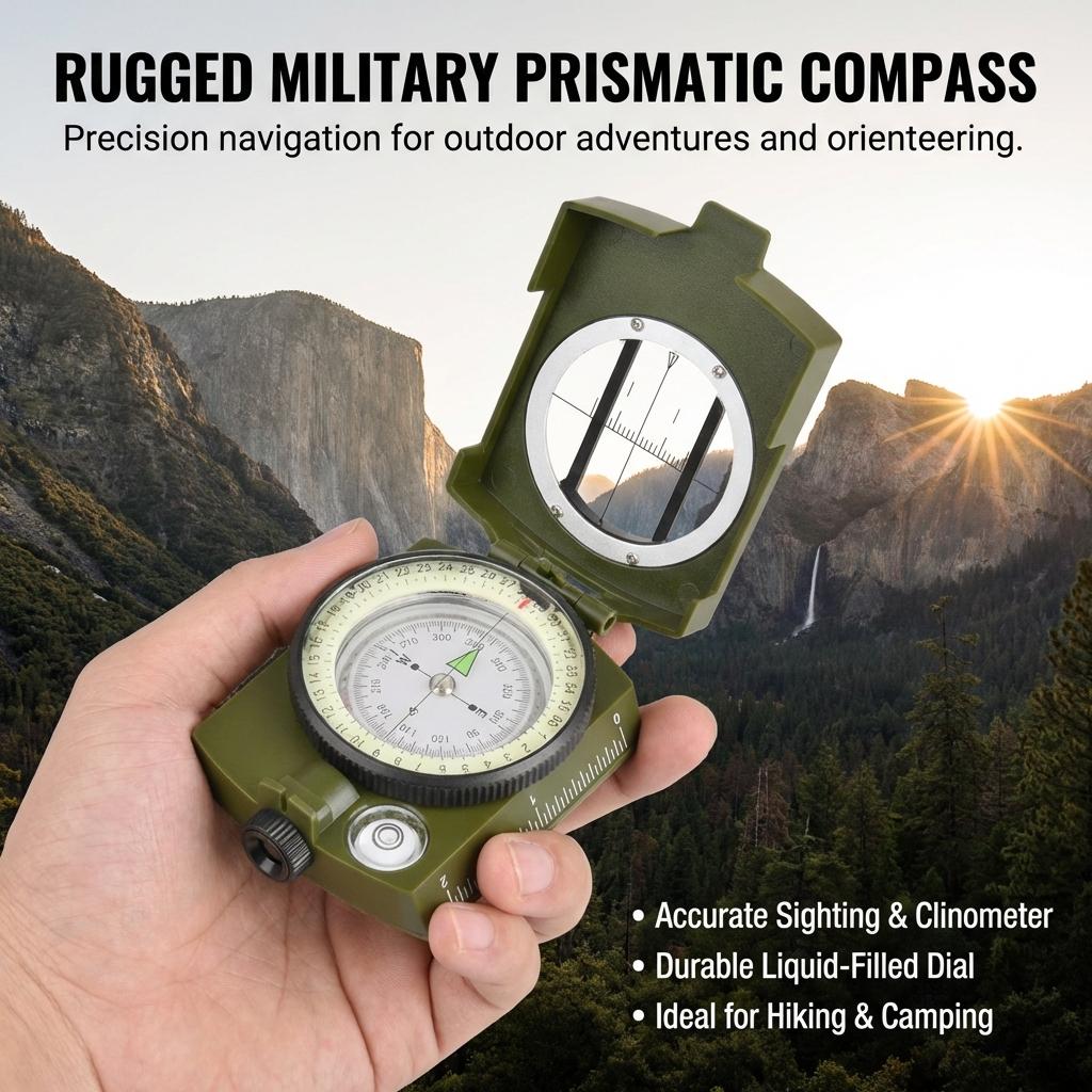 Outdoor Multifunction-Compass Engineering Plastic High-Precision Professional Camping Navigation Tool Default зелёный